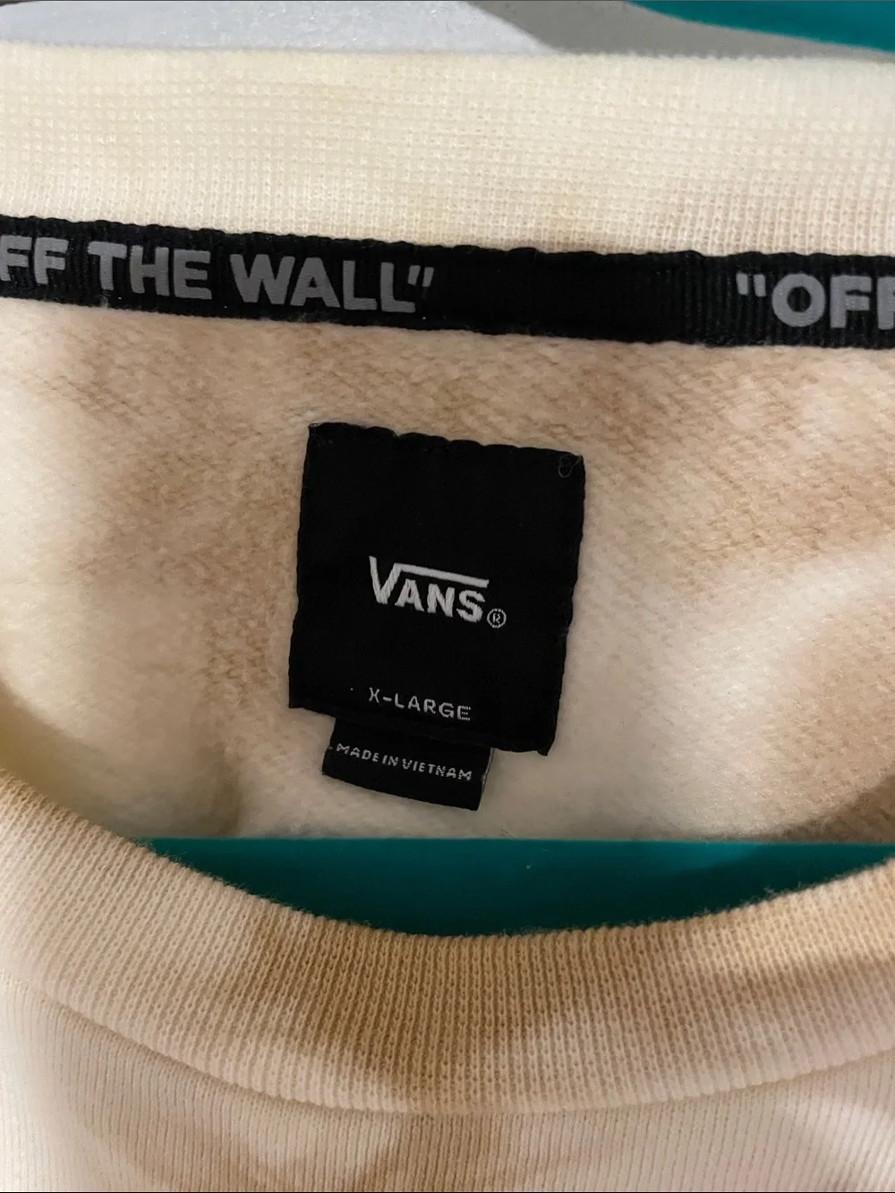 Vans Men's Cream and Tan Tie-Dye Crewneck Sweatshirt